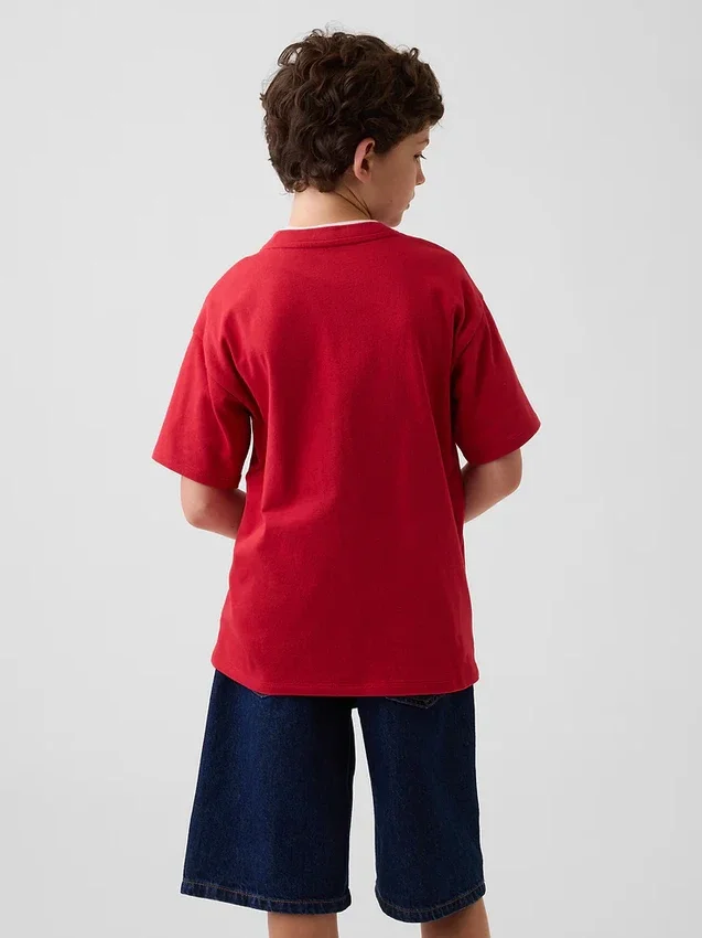 Kinder-T-Shirt aus schwerem, locker sitzendem Stoff mit Gap Logo