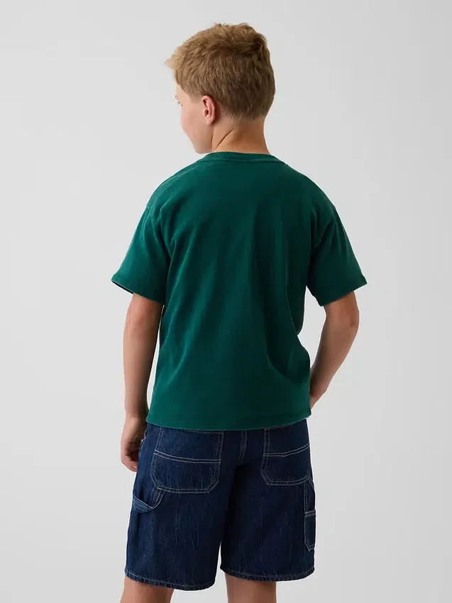Kinder-T-Shirt aus schwerem, locker sitzendem Stoff mit Gap Logo