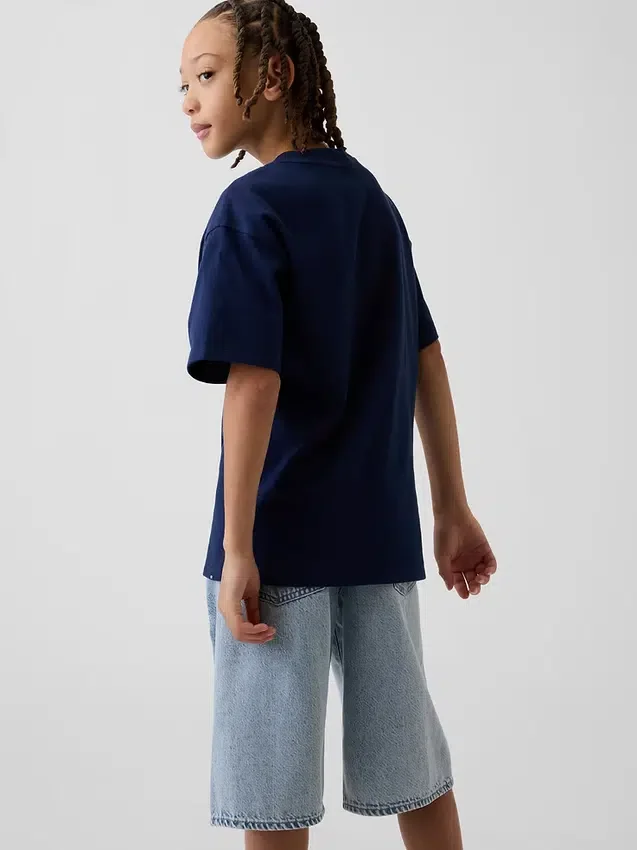 Kinder-T-Shirt aus schwerem, locker sitzendem Stoff mit Gap Logo