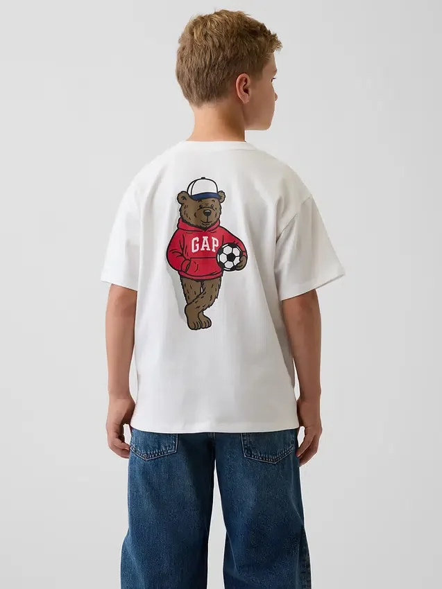 Kinder-T-Shirt aus schwerem, locker sitzendem Stoff mit Gap Logo
