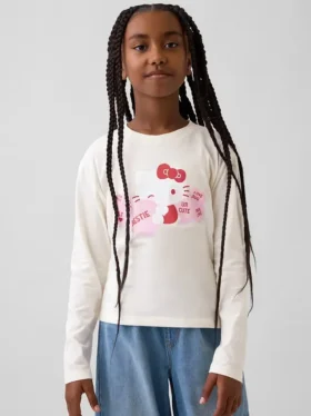 Kinder-T-Shirt „Hello Kitty“ mit übergroßem Aufdruck
