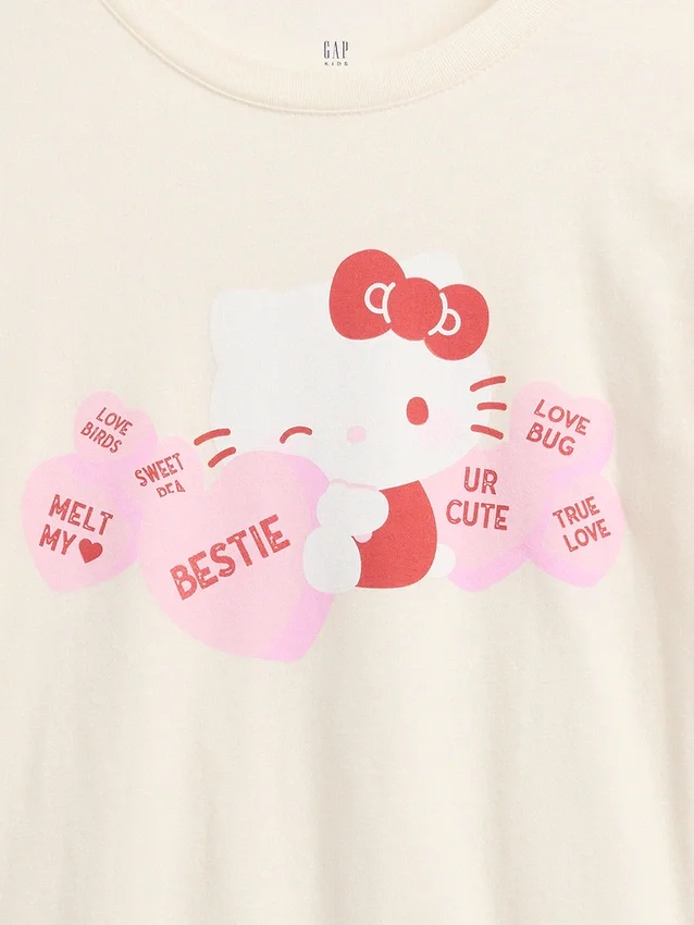 Kinder-T-Shirt „Hello Kitty“ mit übergroßem Aufdruck