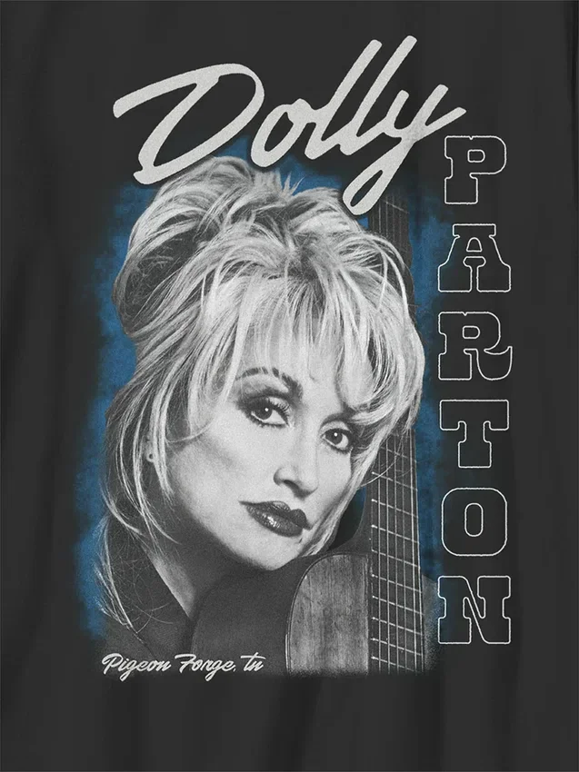 Kinder-T-Shirt mit übergroßem „Dolly Parton Guitar Portrait“-Motiv