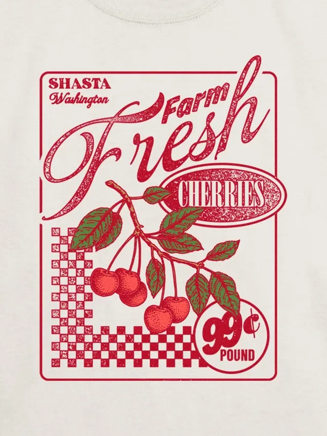 Kinder-T-Shirt mit „Farm Fresh Cherries“-Motiv