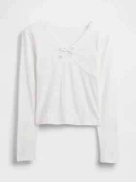 Kinder-T-Shirt mit gekreuztem Vorderverschluss und Schleife