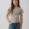 Kinder-T-Shirt mit gemustertem Rippstrick in taillierter Passform
