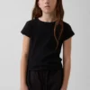 Kinder-T-Shirt mit gemustertem Rippstrick in taillierter Passform