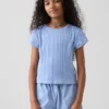 Kinder-T-Shirt mit gemustertem Rippstrick in taillierter Passform