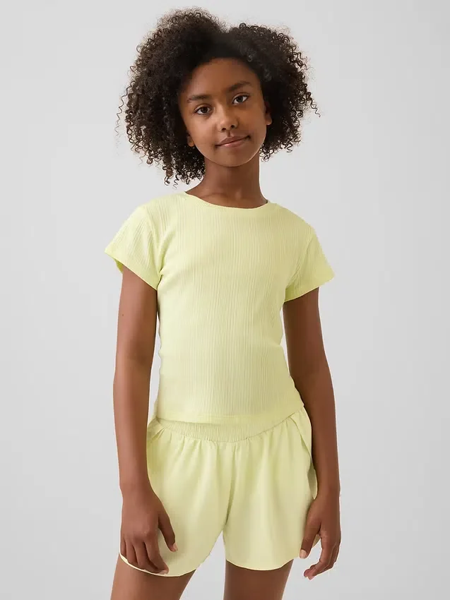Kinder-T-Shirt mit gemustertem Rippstrick in taillierter Passform