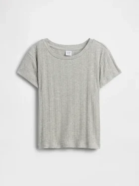 Kinder-T-Shirt mit gemustertem Rippstrick in taillierter Passform