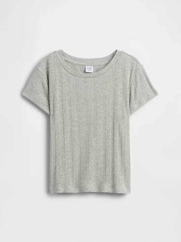 Kinder-T-Shirt mit gemustertem Rippstrick in taillierter Passform
