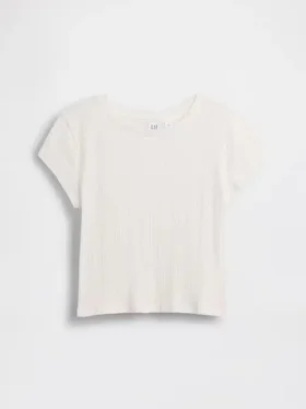 Kinder-T-Shirt mit gemustertem Rippstrick in taillierter Passform