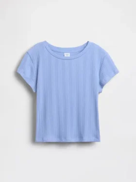 Kinder-T-Shirt mit gemustertem Rippstrick in taillierter Passform