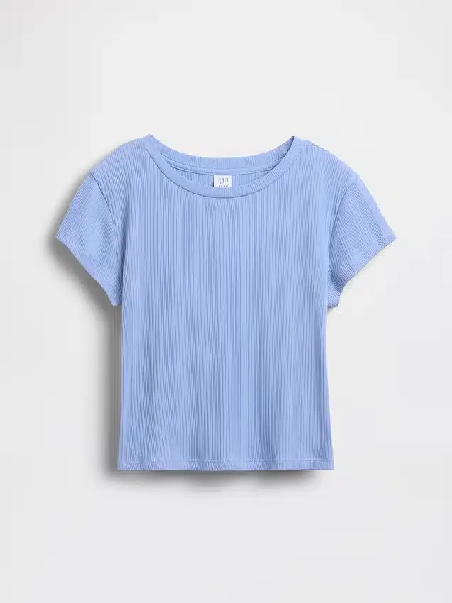 Kinder-T-Shirt mit gemustertem Rippstrick in taillierter Passform