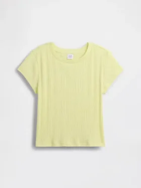 Kinder-T-Shirt mit gemustertem Rippstrick in taillierter Passform