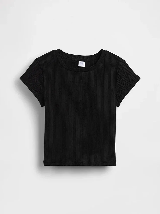 Kinder-T-Shirt mit gemustertem Rippstrick in taillierter Passform