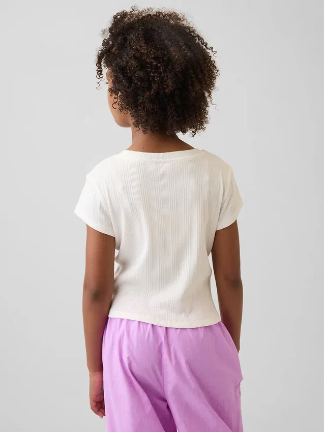Kinder-T-Shirt mit gemustertem Rippstrick in taillierter Passform
