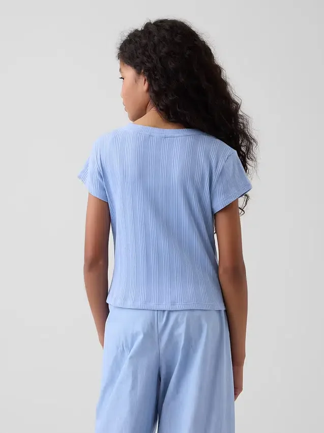 Kinder-T-Shirt mit gemustertem Rippstrick in taillierter Passform