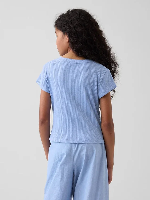 Kinder-T-Shirt mit gemustertem Rippstrick in taillierter Passform