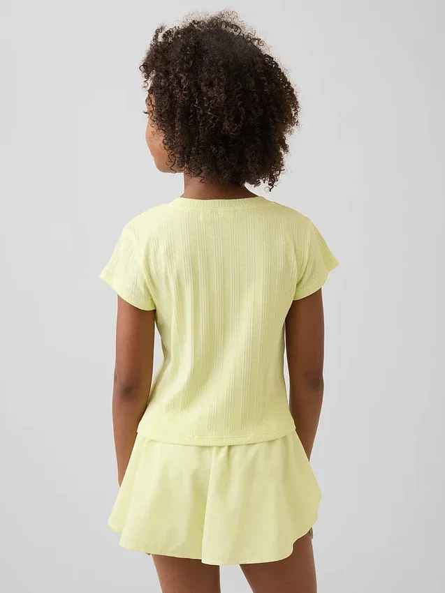 Kinder-T-Shirt mit gemustertem Rippstrick in taillierter Passform