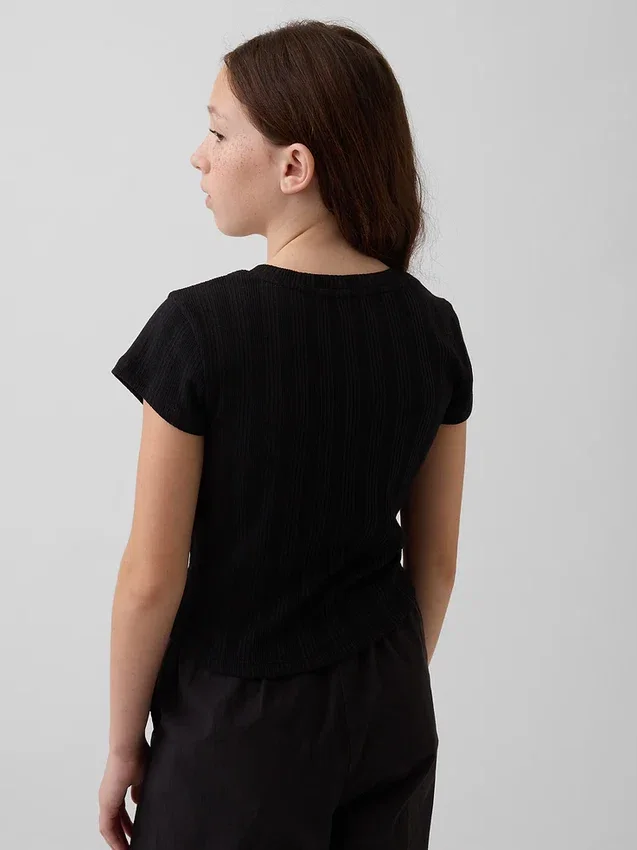 Kinder-T-Shirt mit gemustertem Rippstrick in taillierter Passform