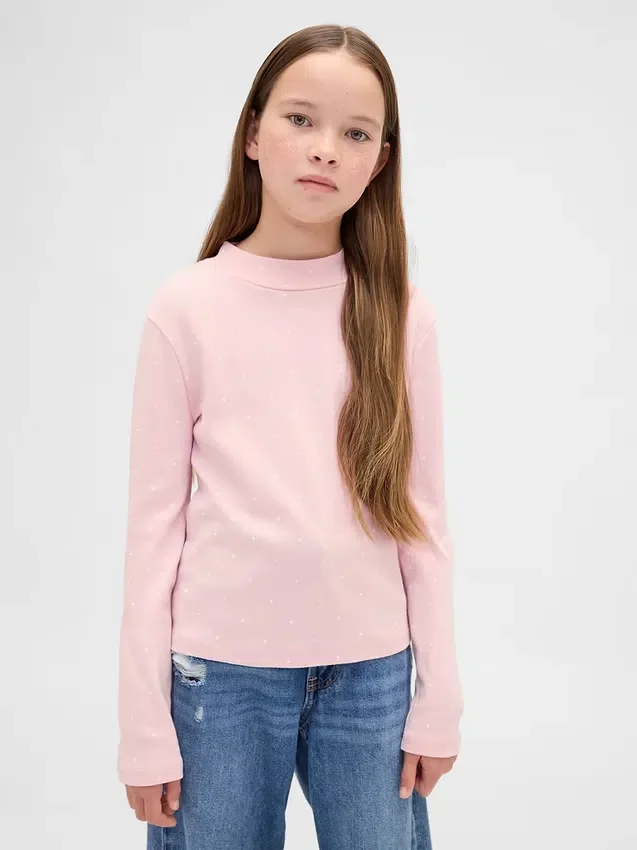 Kinder-T-Shirt mit geripptem Rollkragen