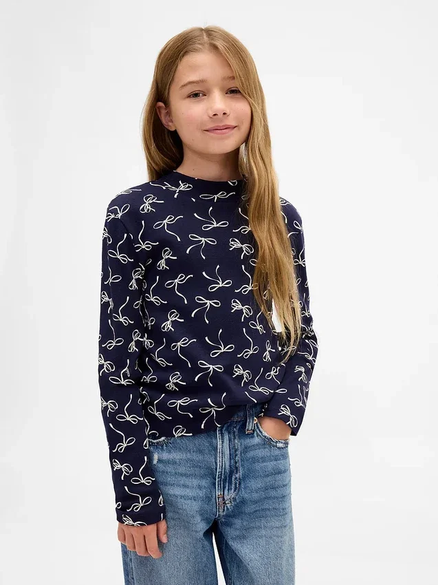 Kinder-T-Shirt mit geripptem Rollkragen