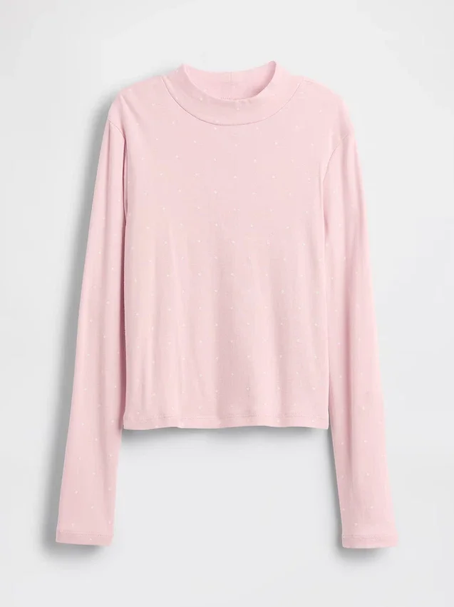 Kinder-T-Shirt mit geripptem Rollkragen