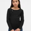 Kinder-T-Shirt mit geripptem Schleifen-Einsatz