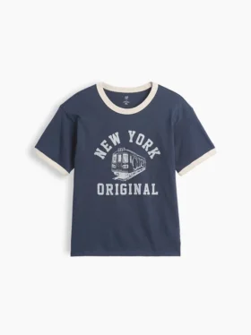 Kinder-T-Shirt mit Grafik und Ringer-Saum in lockerer Passform