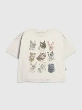 Kinder-T-Shirt mit Katzen-Motiv