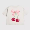 Kinder-T-Shirt mit Kirschschleifen-Motiv