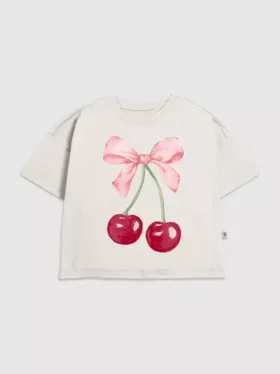 Kinder-T-Shirt mit Kirschschleifen-Motiv