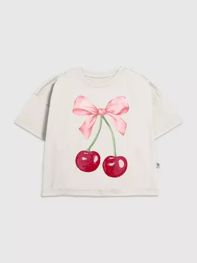 Kinder-T-Shirt mit Kirschschleifen-Motiv