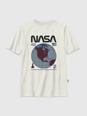 Kinder-T-Shirt mit NASA-Retro-Globus-Motiv