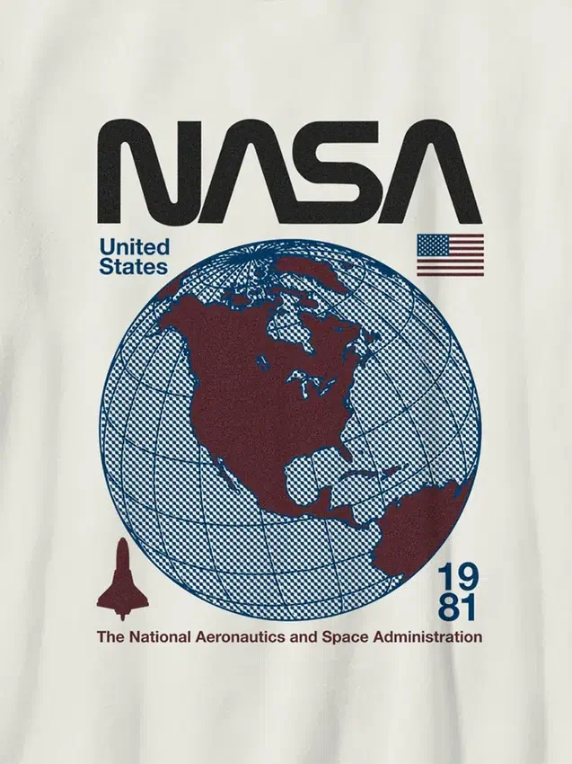 Kinder-T-Shirt mit NASA-Retro-Globus-Motiv