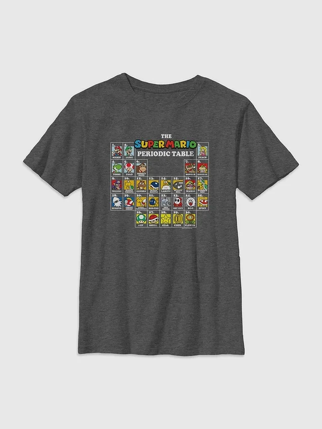 Kinder-T-Shirt mit Nintendo-Periodensystem-Motiv
