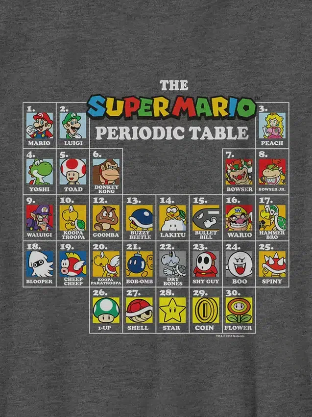 Kinder-T-Shirt mit Nintendo-Periodensystem-Motiv