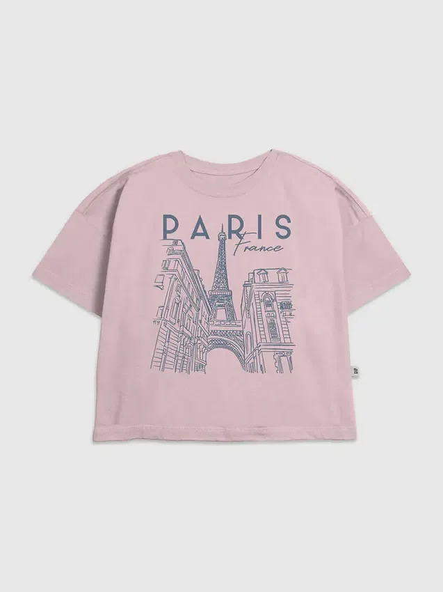 Kinder-T-Shirt mit „Paris Line Art“-Grafik