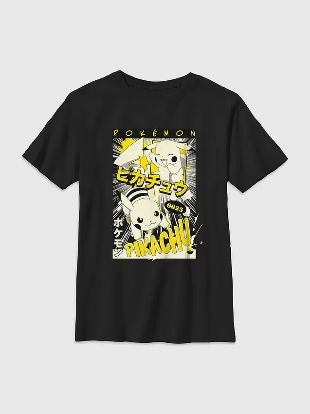Kinder-T-Shirt mit Pokémon-Pikachu-Manga-Motiv