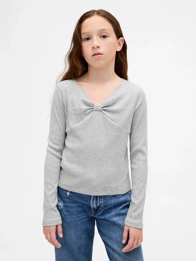 Kinder-T-Shirt mit Schleifenausschnitt