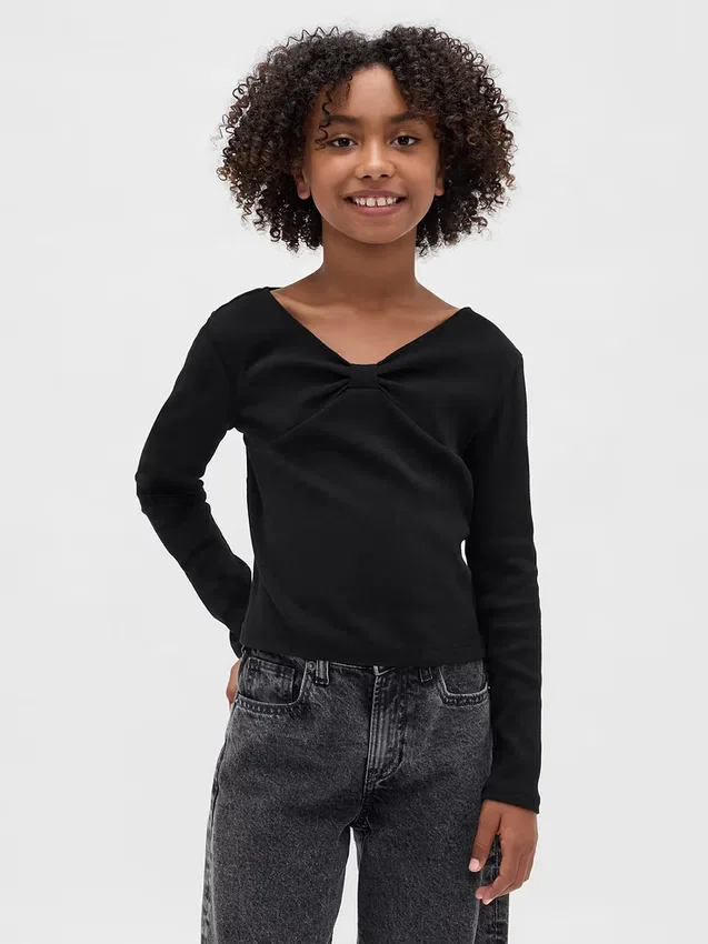 Kinder-T-Shirt mit Schleifenausschnitt
