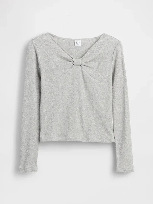 Kinder-T-Shirt mit Schleifenausschnitt