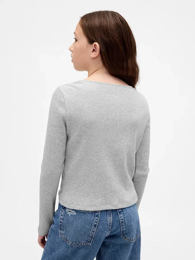 Kinder-T-Shirt mit Schleifenausschnitt