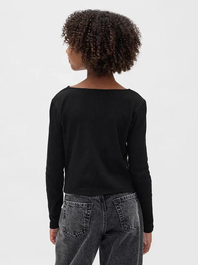 Kinder-T-Shirt mit Schleifenausschnitt