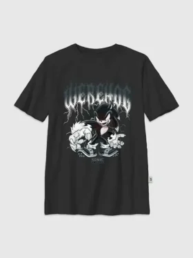 Kinder-T-Shirt mit „Sonic the Hedgehog“-Metall-Grafik