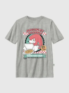 Kinder-T-Shirt mit „Sonic the Hedgehog“-Motiv: Knuckles und Pizza
