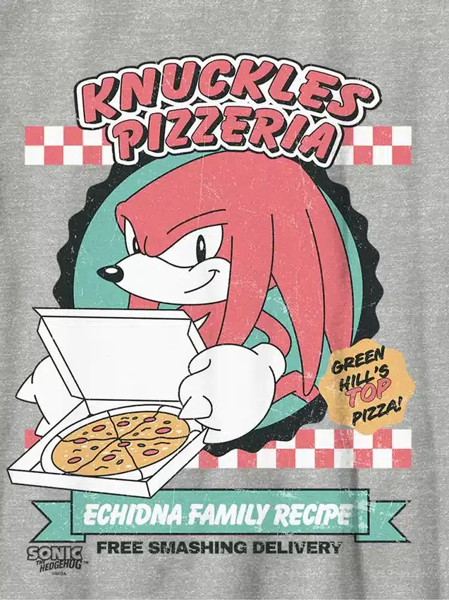 Kinder-T-Shirt mit „Sonic the Hedgehog“-Motiv: Knuckles und Pizza