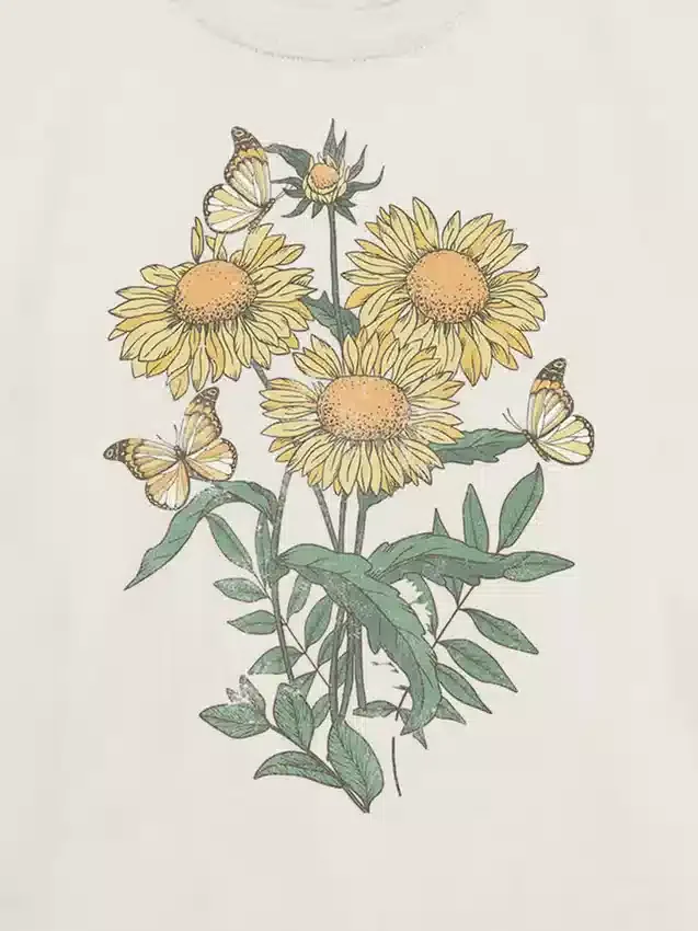 Kinder-T-Shirt mit Sonnenblumen-Motiv