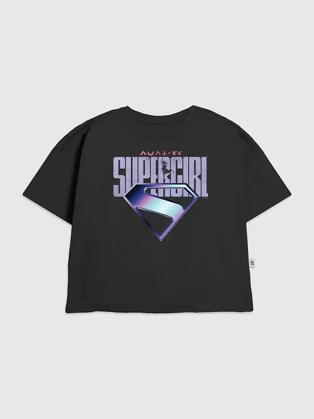 Kinder-T-Shirt mit Supergirl-Logo in Lila